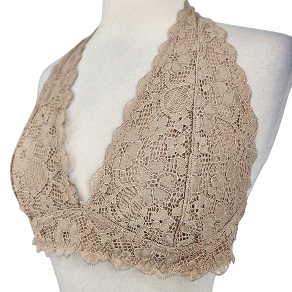 Free People Intimately Lace Halter Bralette  Size Large - Picture 1 of 8